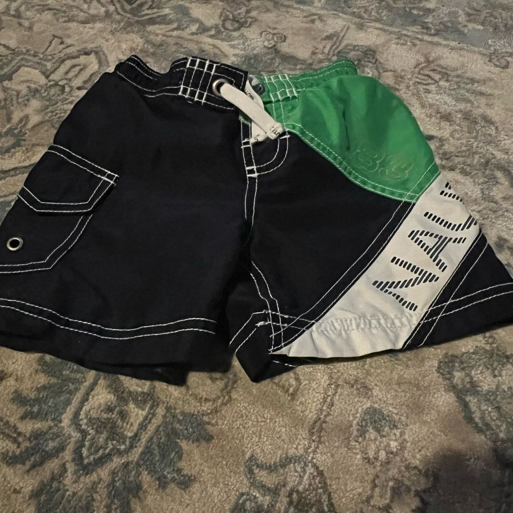 Nautica Green and Black Swim Trunks with Durable Fabric
